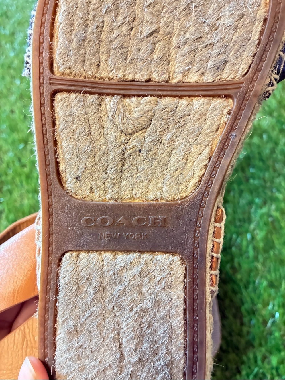 Coach Reena Blue Stripe Espadrille Sandals Leather Size 11 Coastal resortwear - Picture 7 of 9